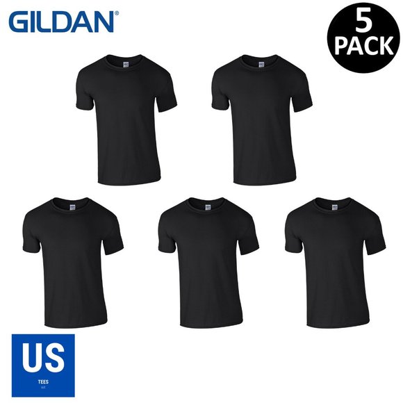 6.5 OZ Black Heavy Cotton T Shirt Thick Unisex Short Sleeve Plain T Shirts - Picture 5 of 5